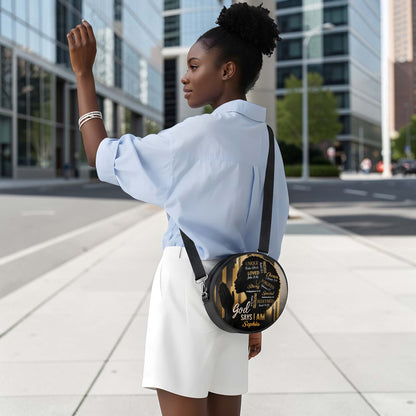 Custom God Says I Am Afro Girl  Round Crossbody Bags THUU6110301