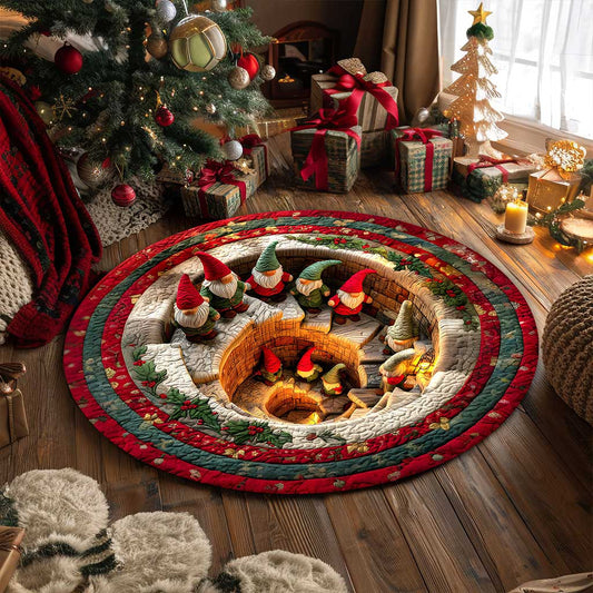 Christmas Gnome 3D Printed Rug, Magic Gnome Welcome Mat, Gnome Indoor Rug Decor, Christmas Decor Home Decor, Magic Gnome Quilted Round Mat QFTZ5161002