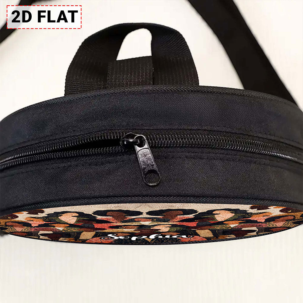 Custom Name Afro Girl PU Leather Round Crossbody Bags THUU6020301