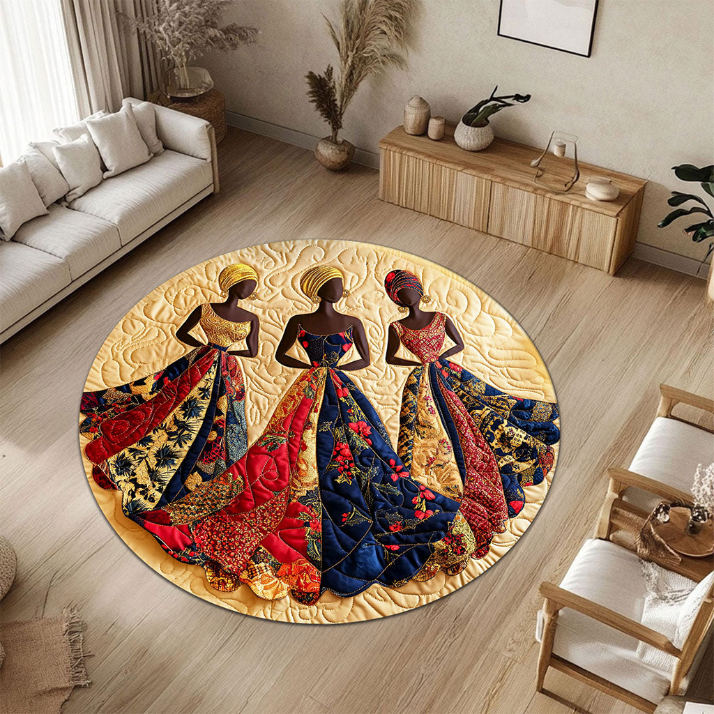 African Black Women Round Mat UKNT5241005