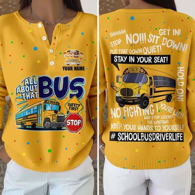 Personalized School Bus Driver Buttoned Cardigan Sweater QFTD5111004