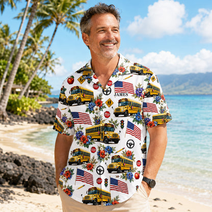 Personalized School Bus 250th Hawaiian Shirt NPND6260601