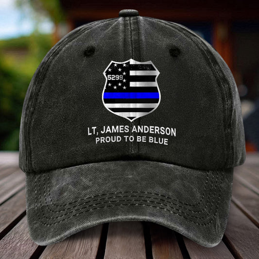 Personalized Police Distressed Washed Cotton Printed Hat UKHH5020401