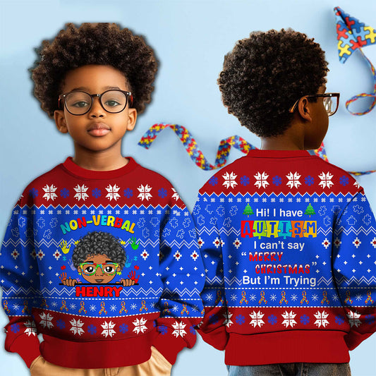 Personalized Christmas Christmas Sweater For Autism Kids, Holiday Special Needs Gift, Christmas Gift For Autistic Children, Xmas Gift For Autistic Girls, Autistic Boys QFTO4121002