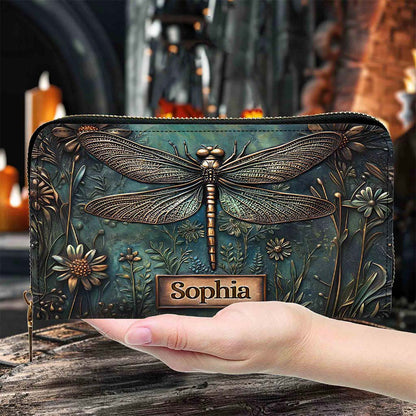 Personalized Dragonfly Art Pu Leather Handbag QFPY5080704