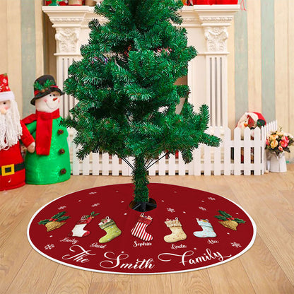 Personalized Family Name Christmas Tree Skirts, Family Gift for Xmas QFTO5290901