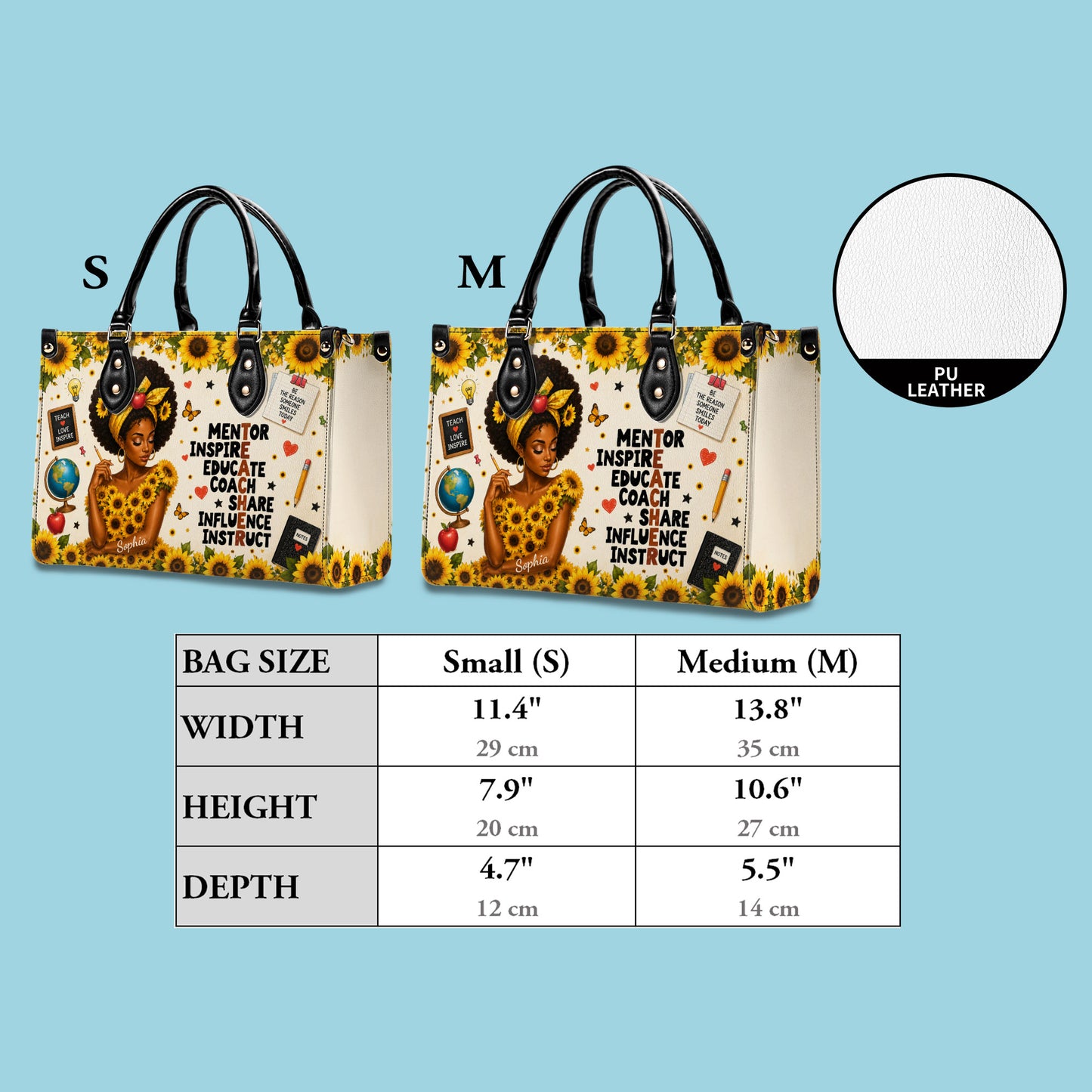 Personalized Black Teacher Woman Leather Handbag UKND6030603