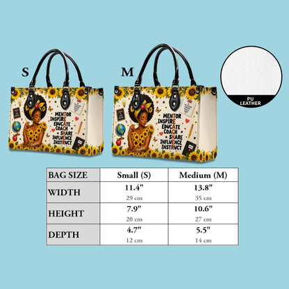 Personalized Black Teacher Woman Leather Handbag UKND6030603