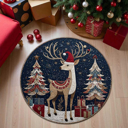 Reindeer Christmas Round 3D Printed Rug UKPY5031001