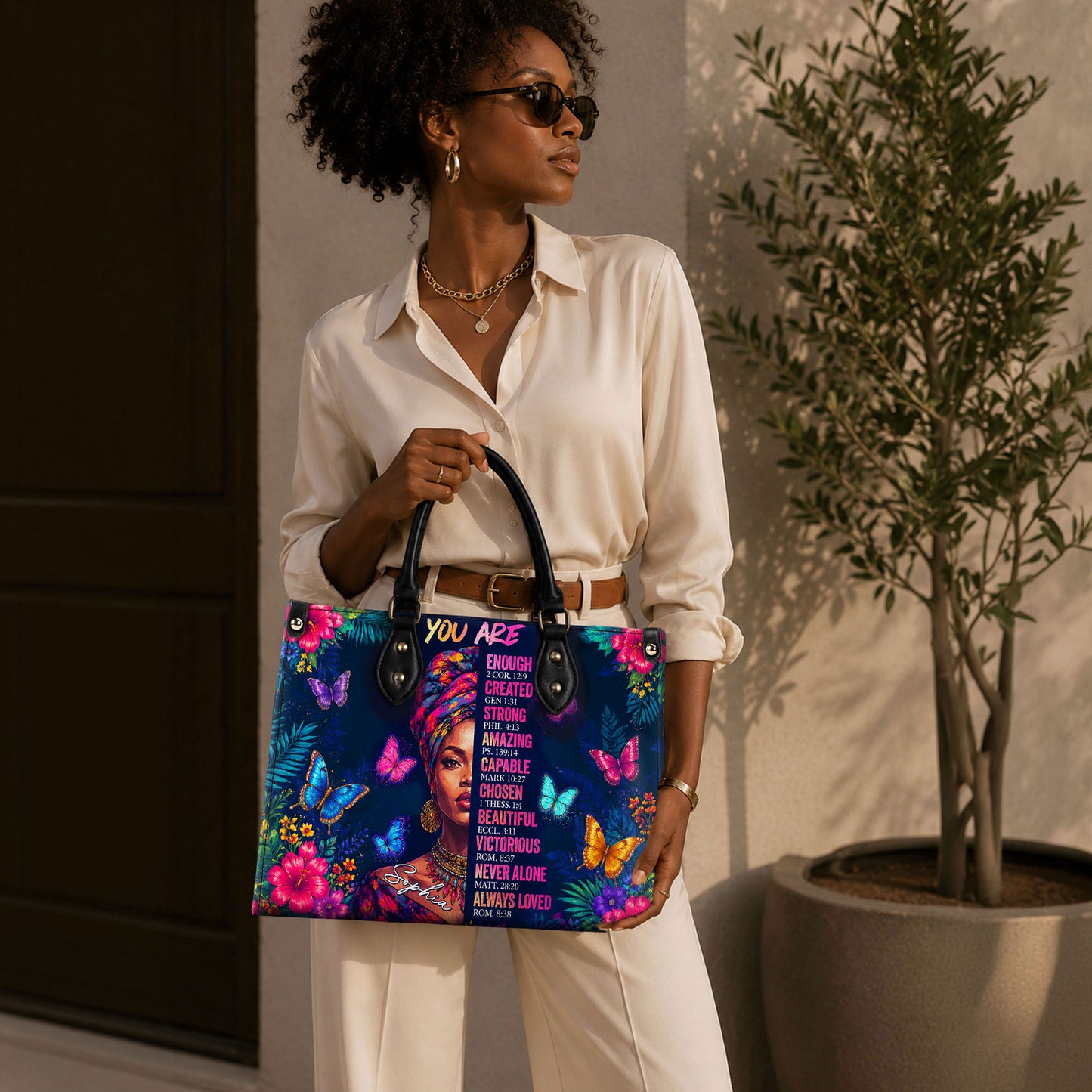 Personalized Black Women Leather PU Leather Handbag, Afro Girl Gifts UKND6220502