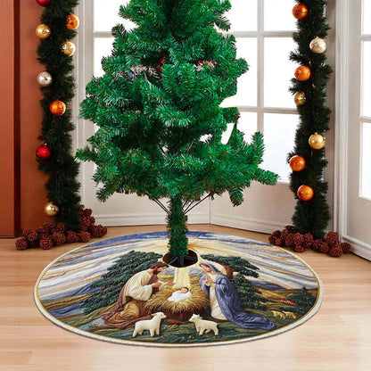 Nativity Christmas Tree Skirt, Festive Holiday Decoration QFHM5091005
