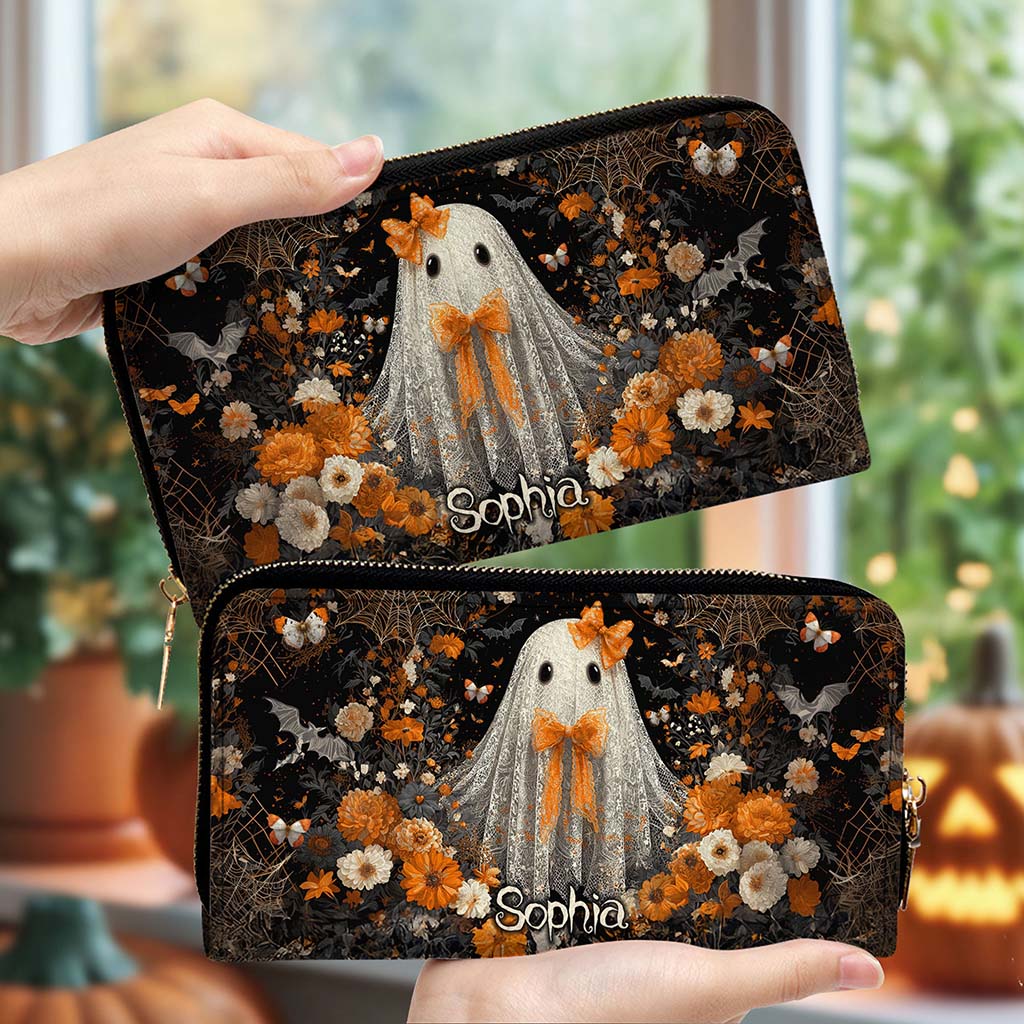 Personalized Retro Lace Ghost Halloween PU Leather Handbag QFTD5040901