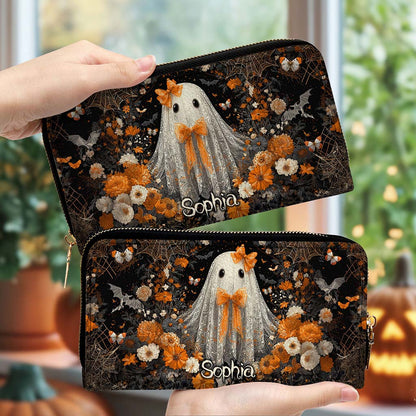 Personalized Retro Lace Ghost Halloween PU Leather Handbag QFTD5040901