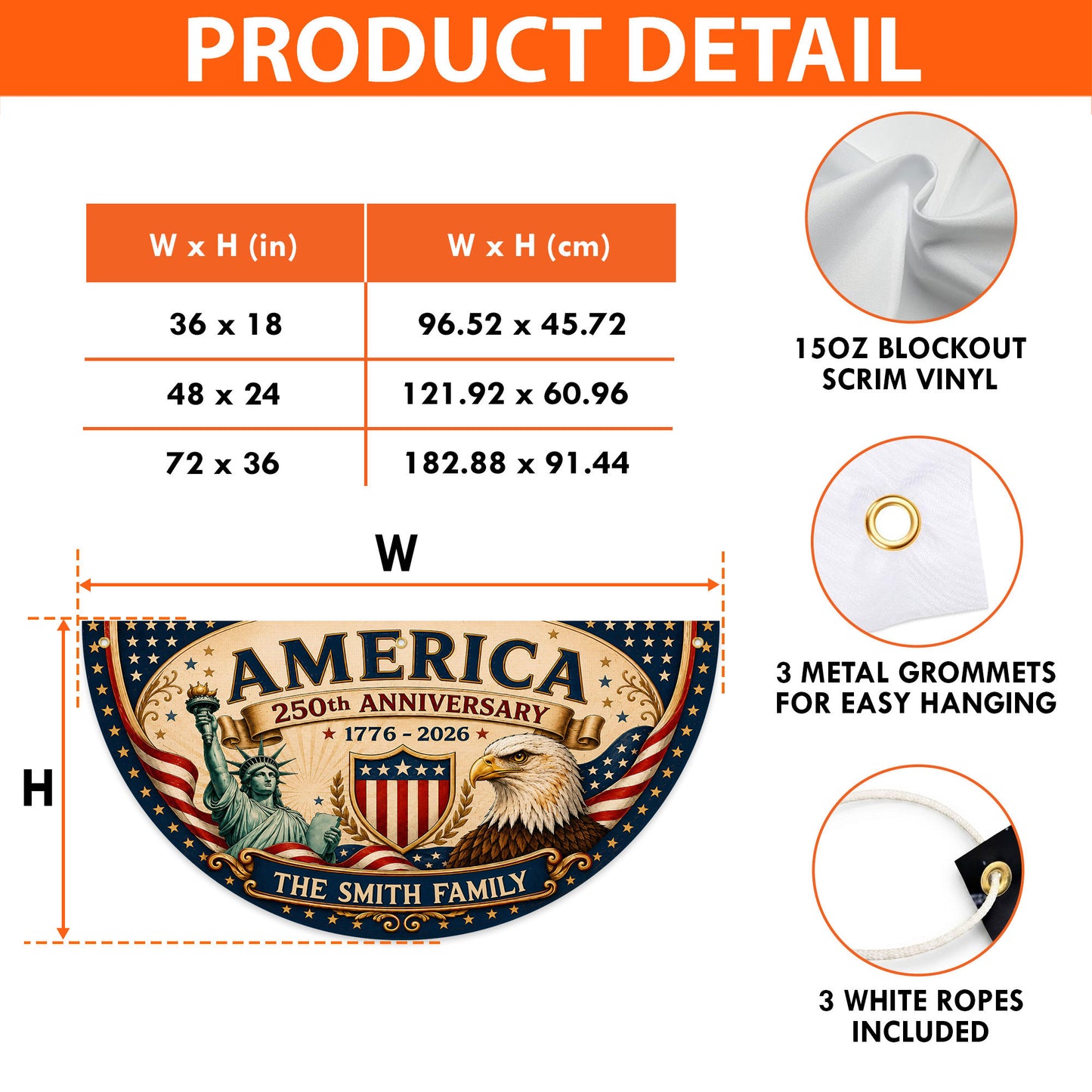Personalized 250th Semi Circle Banner NPNT6180602
