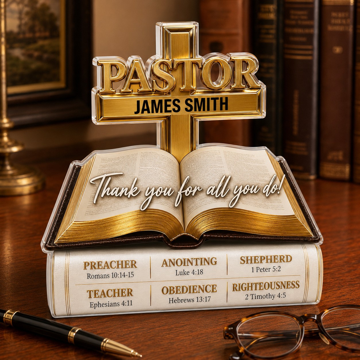 Personalized Pastor Appreciation Acrylic Plaque, Custom Pastor Name Christian Gift, Thank You Pastor Gift QFTD6150801