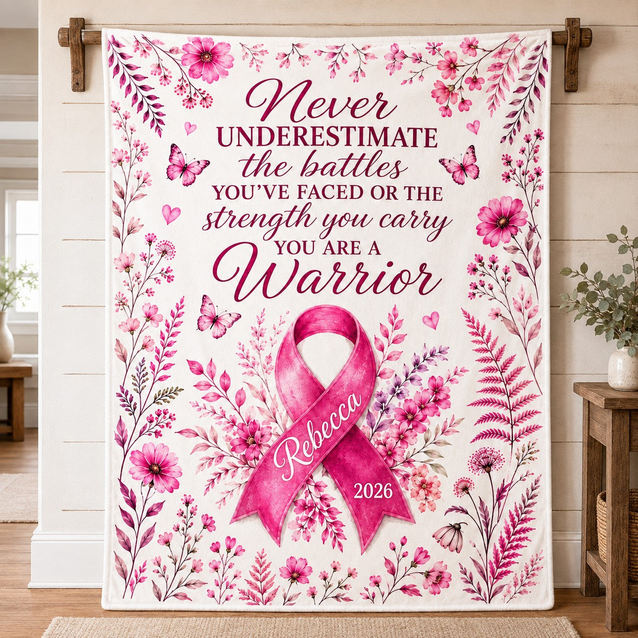Personalized Breast Cancer Fleece Blanket QFTD6150802