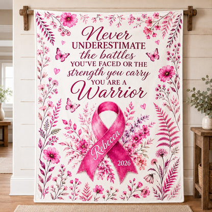 Personalized Breast Cancer Fleece Blanket QFTD6150802