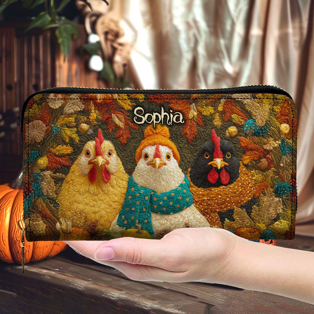 Personalized Quilt Fall Chicken Handbag Wallet Halloween NPTD5030901