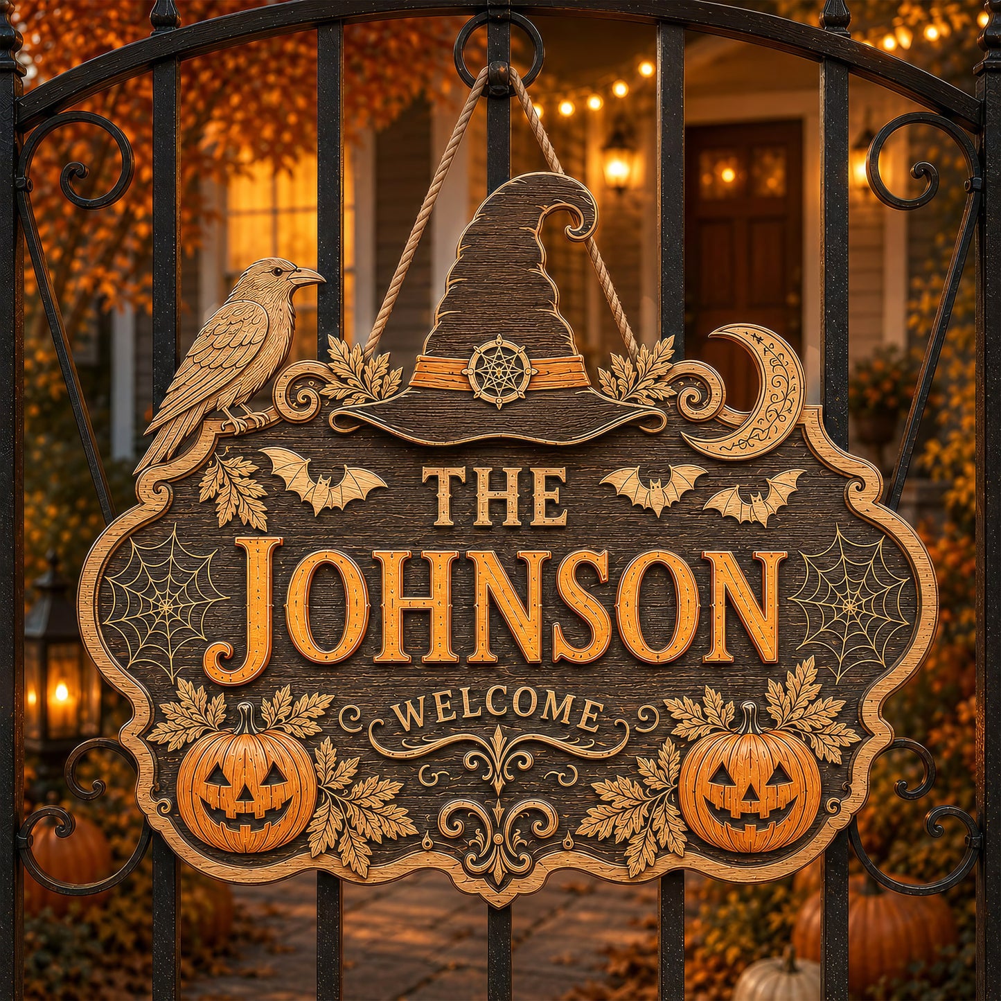 Personalized Halloween Welcome Wood Door Sign, Halloween Gift UKNT6130801