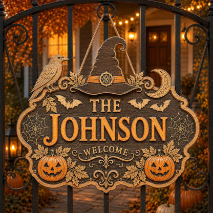 Personalized Halloween Welcome Wood Door Sign, Halloween Gift UKNT6130801