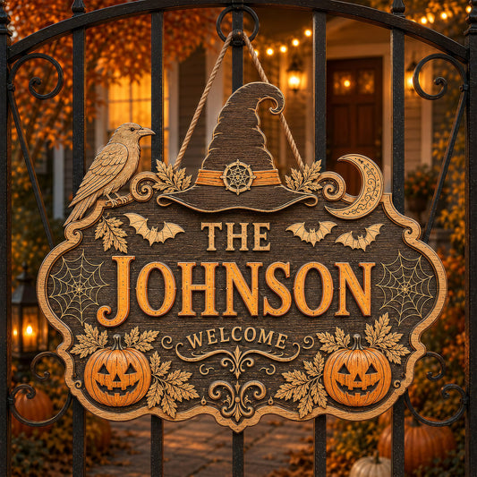 Personalized Halloween Welcome Wood Door Sign, Halloween Gift UKNT6130801
