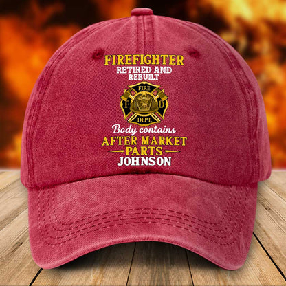 Personalized Firefighter Distressed Washed Cotton Printed Hat UKTZ5080802