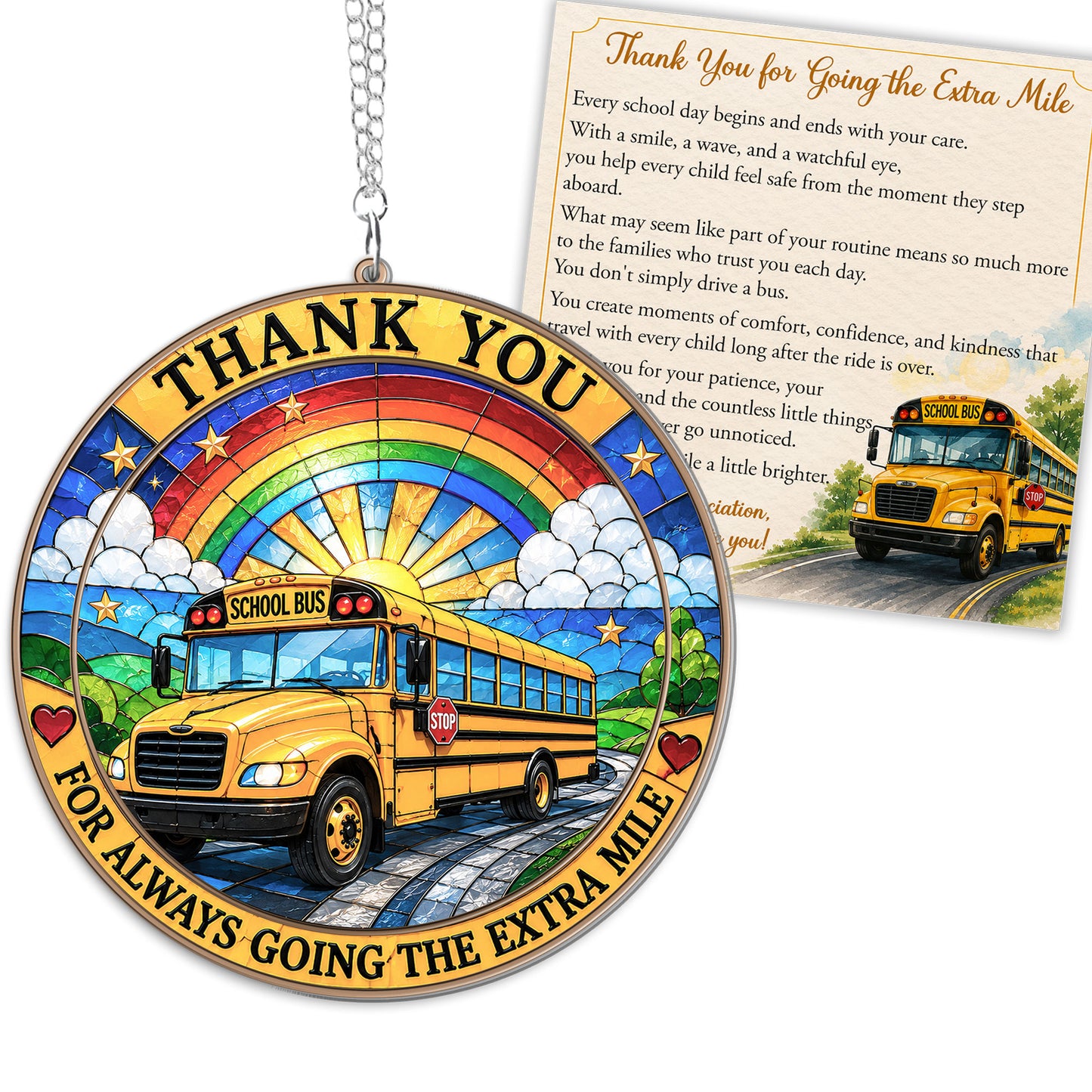Bus Driver Appreciation Acrylic Suncatcher with Card QFTD6020701