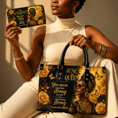 Personalized Birth Month Queen PU Leather Handbag for Black Women QFTD6060601