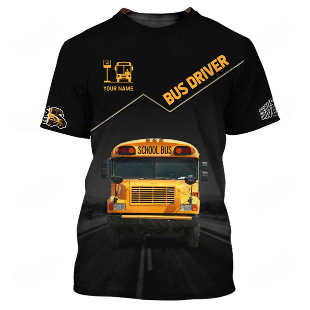 Custom Bus Driver Shirts School Bus 3D Shirts Black & Yellow UKND6270610
