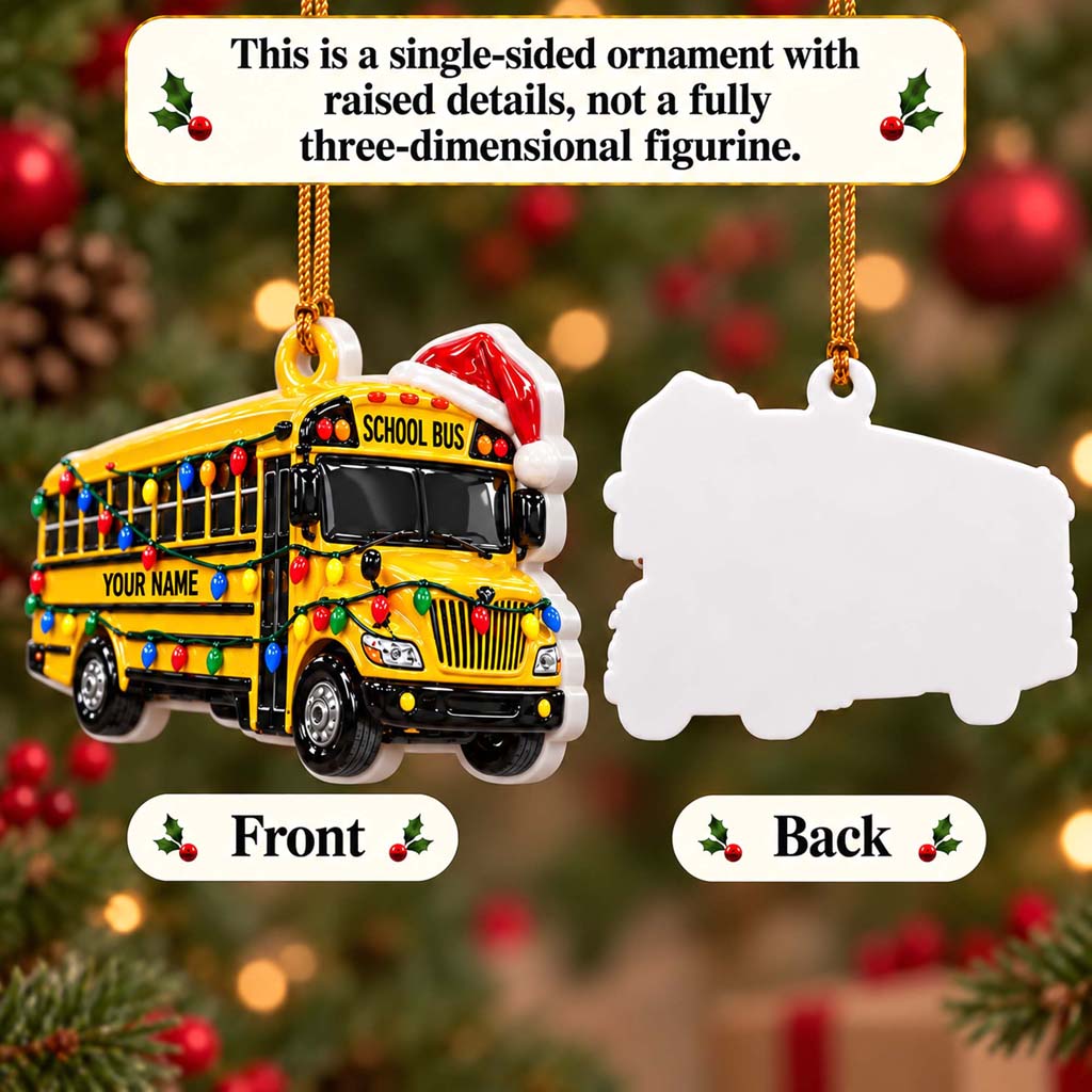 Personalized School Bus 3D Relief Acrylic Ornament, 3D Ornament Gift for School Bus Drive UKHM6211005