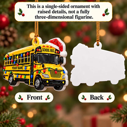Personalized School Bus 3D Relief Acrylic Ornament, 3D Ornament Gift for School Bus Drive UKHM6211005