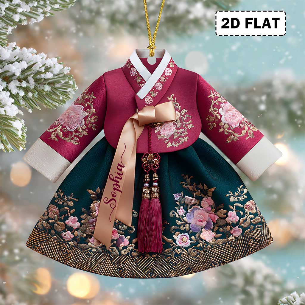 2D FLAT Personalized Korea Hanbok Acrylic Ornament QFND5100904