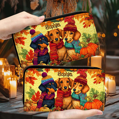 Custom Dachshund Halloween Leather Handbag And Wallet UKHM5090902