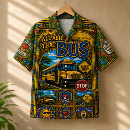 School Bus Gothic Stained Glass Hawaiian Shirt QFND6240601