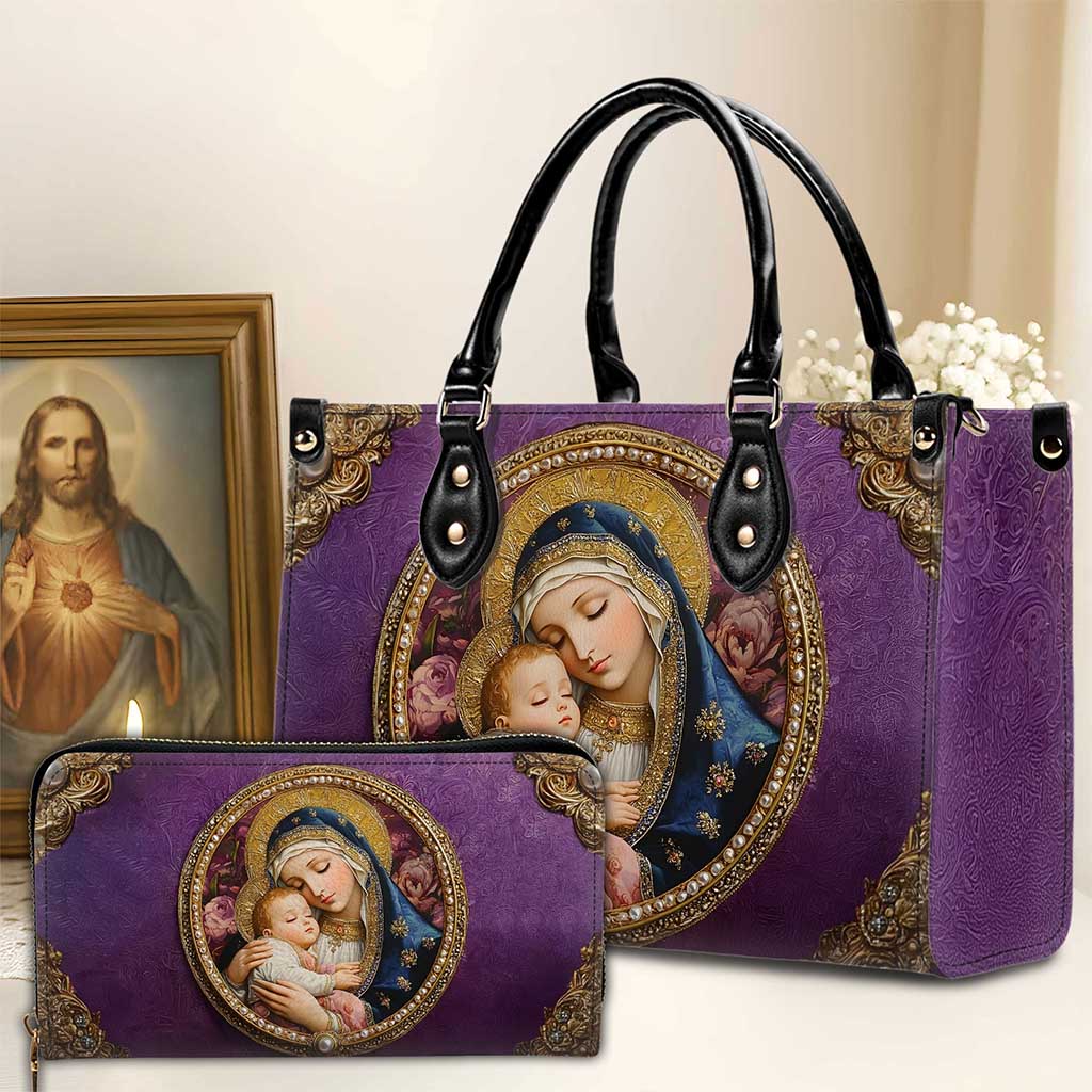 Virgin Mary And Baby Jesus PU Leather Handbag Gift For Women UKND5110902