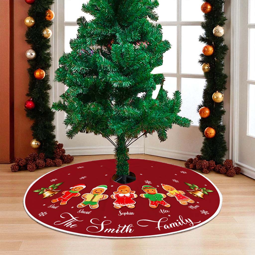 Personalized Gingerbread Family Name Christmas Tree Skirts UKHM5091004