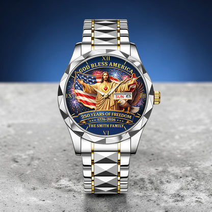 Personalized God Bless America United State 250th Anniversary Alloy Luxury Quartz Watch UKND6100401