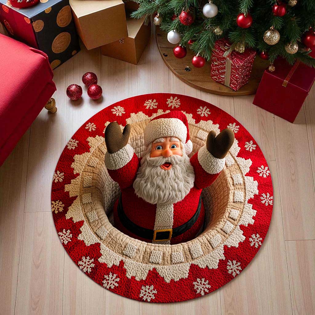 Christmas Optical Illusion Rug, Santa Claus 3D Effect Rug QFTD5011001