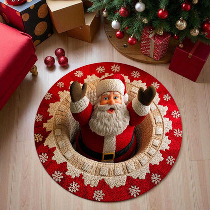 Christmas Optical Illusion Rug, Santa Claus 3D Effect Rug QFTD5011001