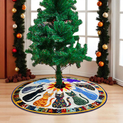 Colorful Cat Christmas Tree Skirt QFHH5311002