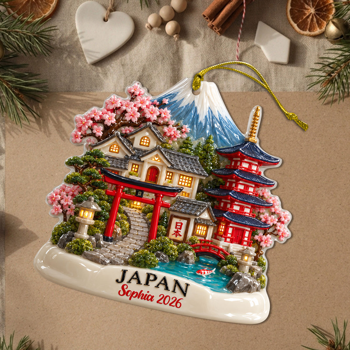 Custom Japan 3D Acrylic Ornament UKND6150909