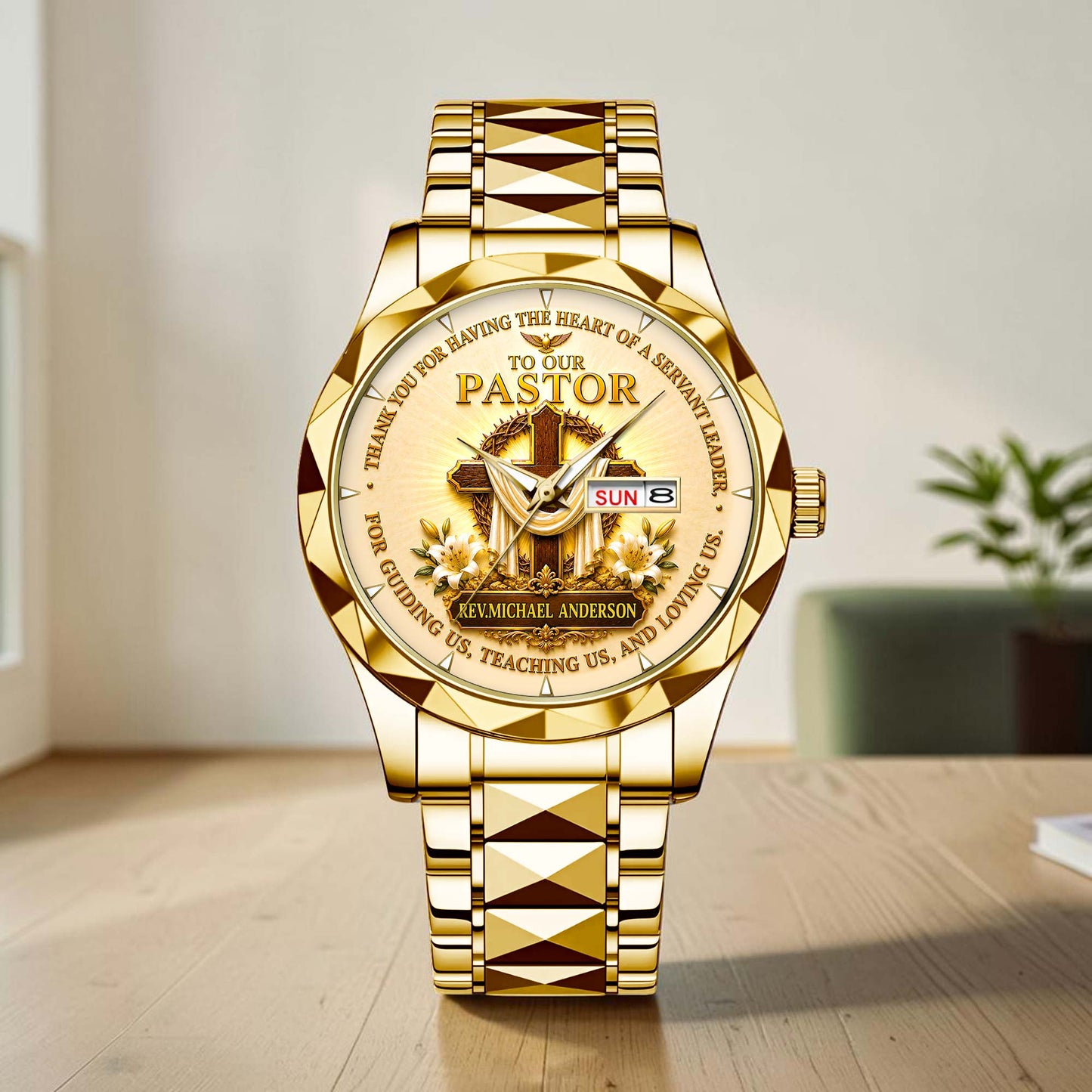 Personalized Pastor Watch Gift for Men, Christian Cross Watch, Appreciation Gift for Pastor QFHA6300702