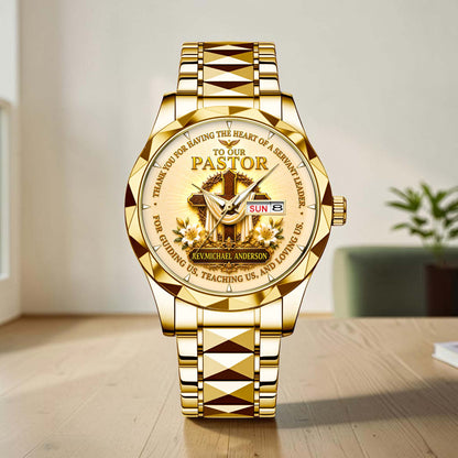 Personalized Pastor Watch Gift for Men, Christian Cross Watch, Appreciation Gift for Pastor QFHA6300702
