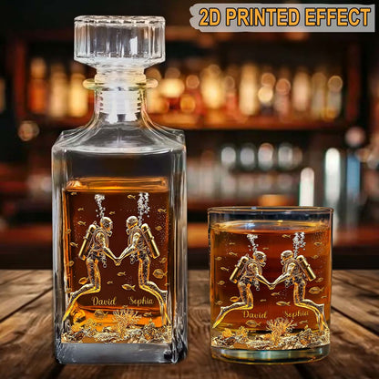 Custom Couples Scuba Diving Whiskey Decanter Set UKHM5171001