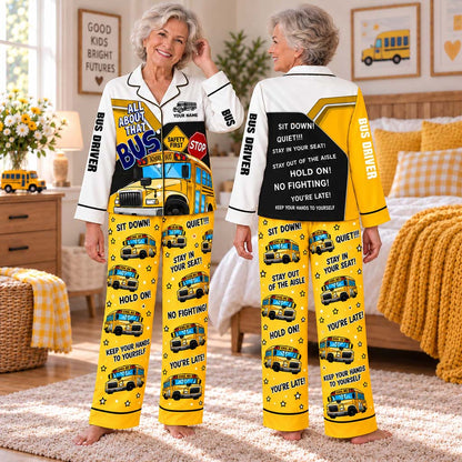Personalized School Bus Driver Satin Pajama Set UKHM6201009