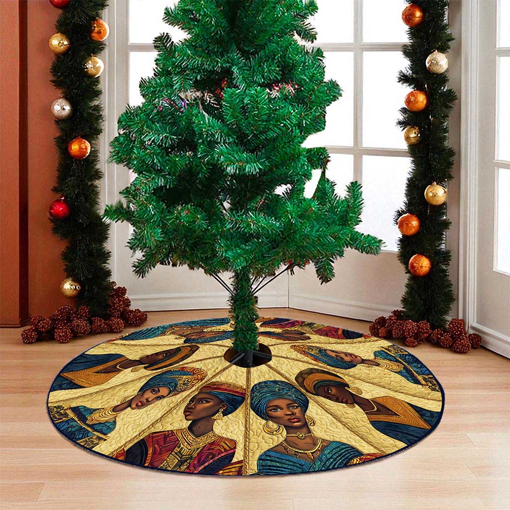 Black Women Christmas Tree Skirt QFND5221006