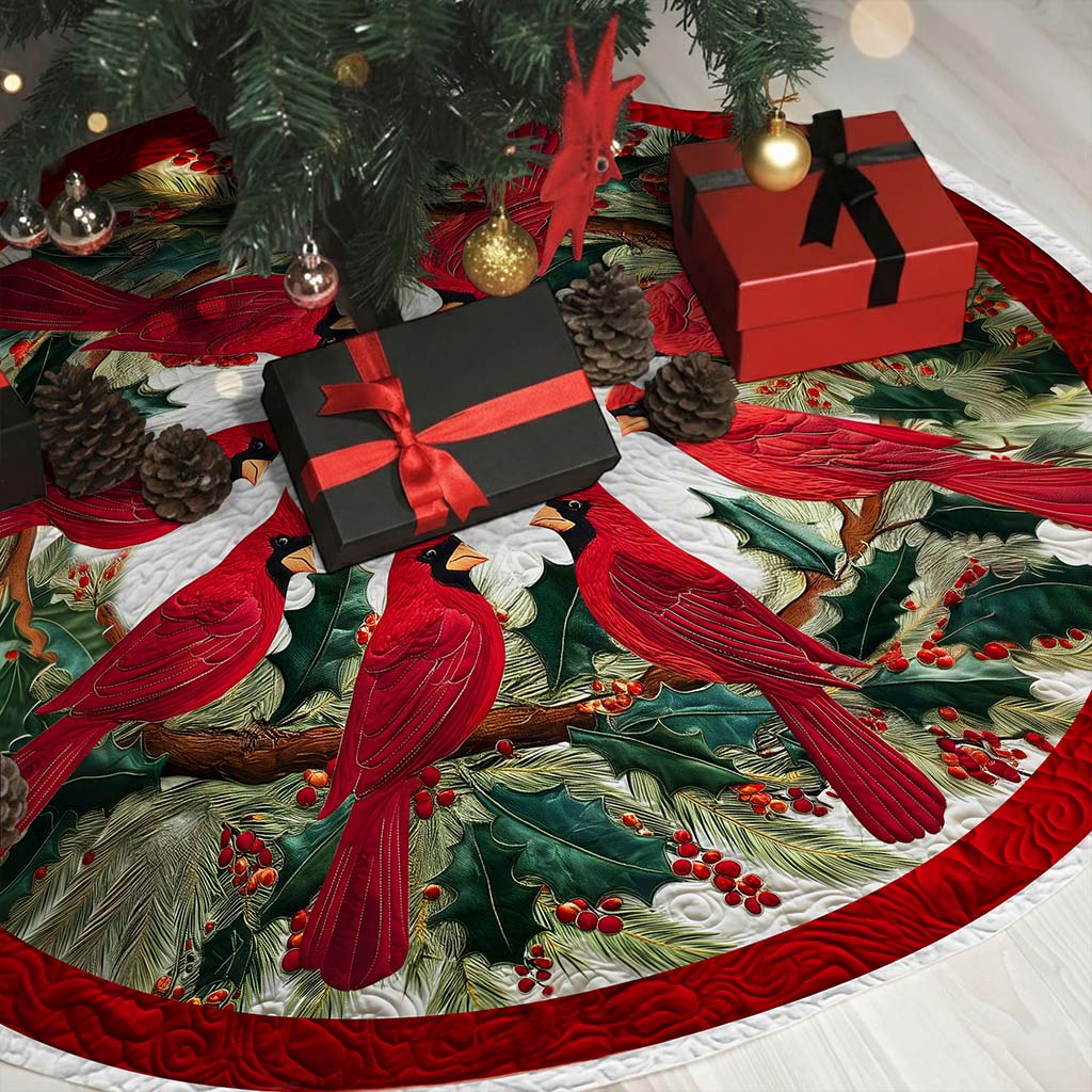 Red Cardinal Birds Christmas Tree Skirt QFND5251001