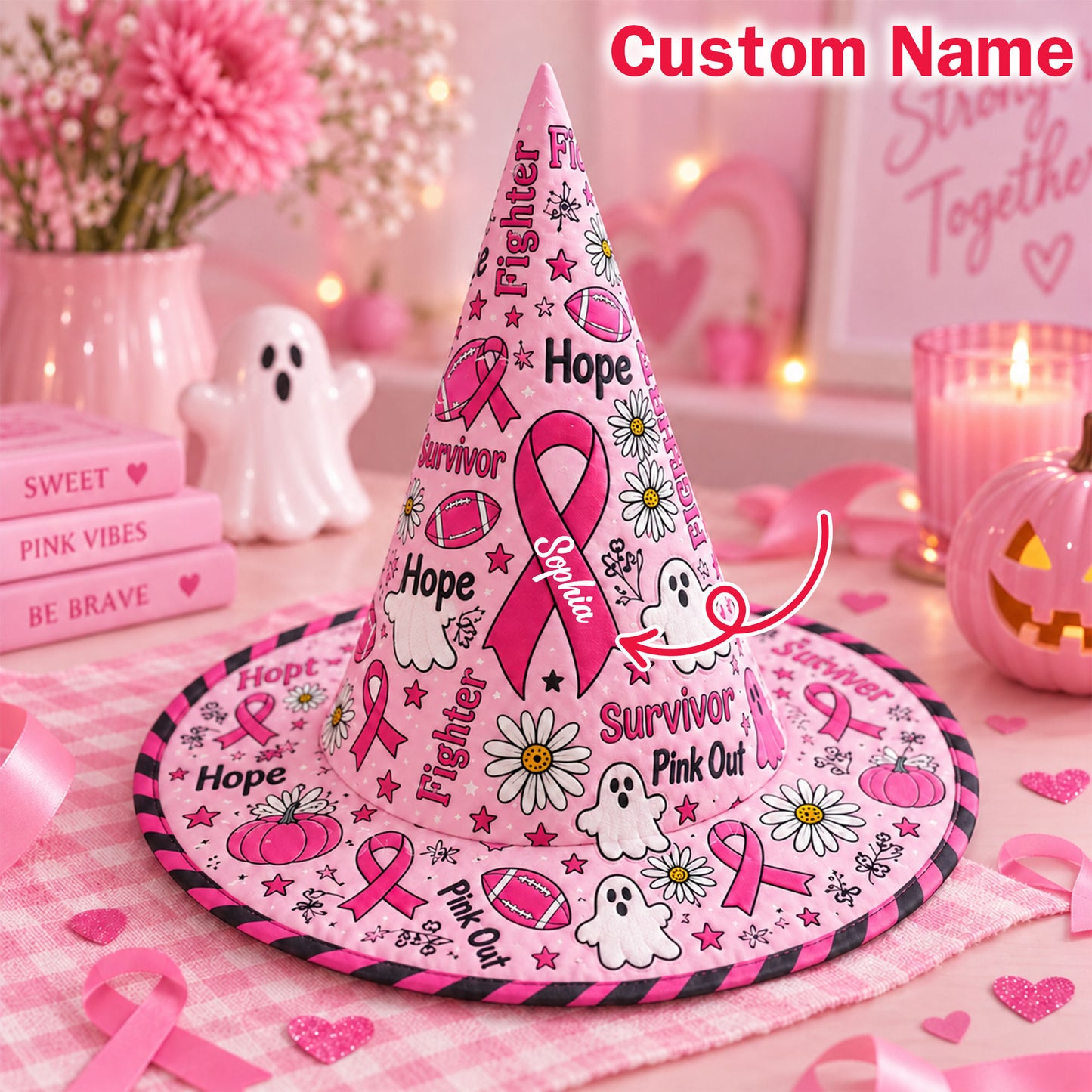 Personalized Breast Cancer Witch Hat UKND6040912