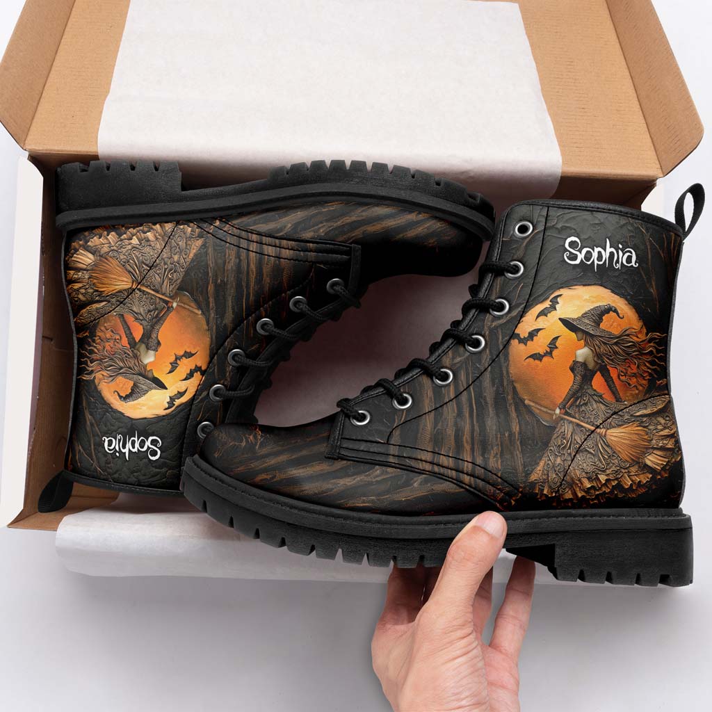 Personalized Beautiful Witchy Leather Boots Halloween QFTD5210801