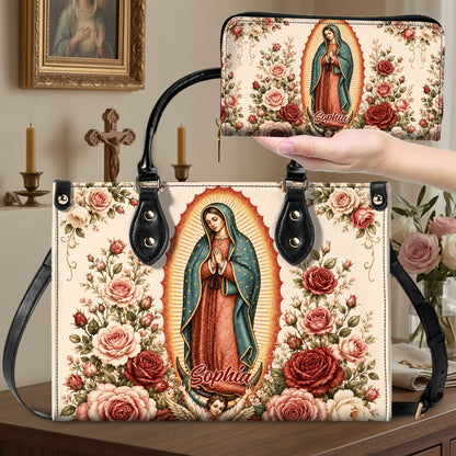 Custom Catholic Virgin Mary And Rose Handbag And Wallet, Our Lady of Guadalupe Gift PMTD6240605